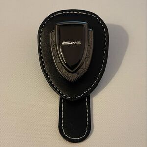 AMG Mercedes Sunglass Holder for Car with Logo Black PU Leather NWT